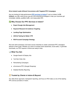 Get Targeted Leads with PPC Services in Indore