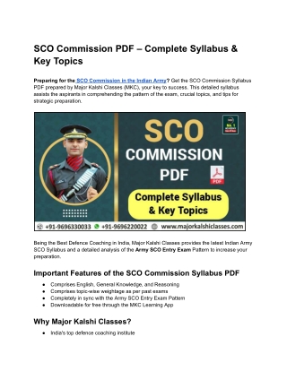 SCO Commission PDF – Complete Syllabus & Key Topics