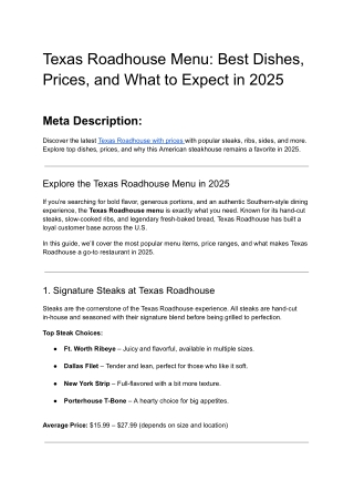 Texas Roadhouse Menu_ Best Dishes, Prices, and What to Expect in 2025