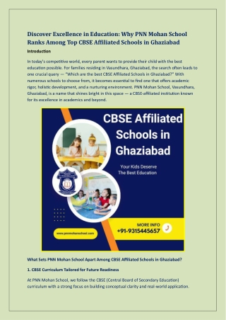 Top CBSE Affiliated Schools in Ghaziabad
