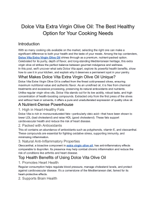 Dolce Vita Extra Virgin Olive Oil_ The Best Healthy Option for Your Cooking Needs