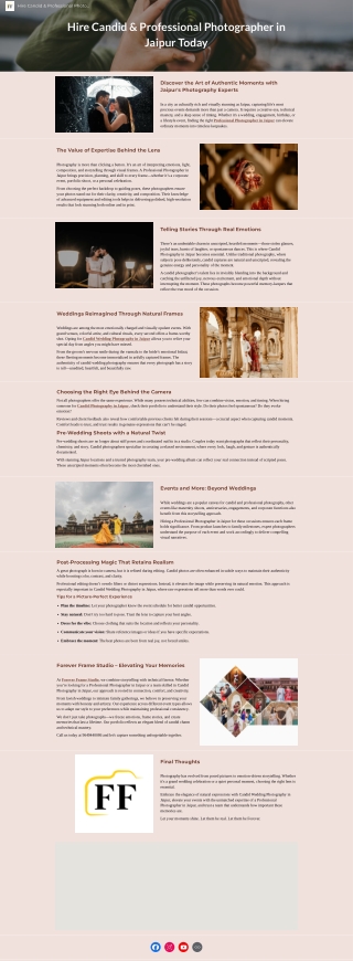 Hire Candid & Professional Photographer in Jaipur Today