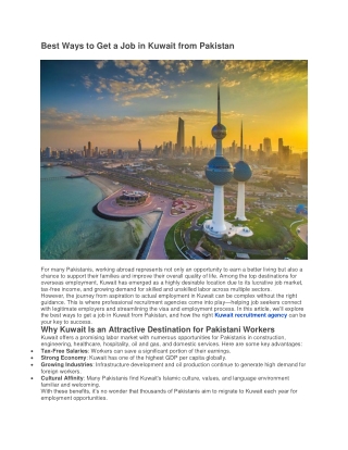 Best Ways to Get a Job in Kuwait from Pakistan