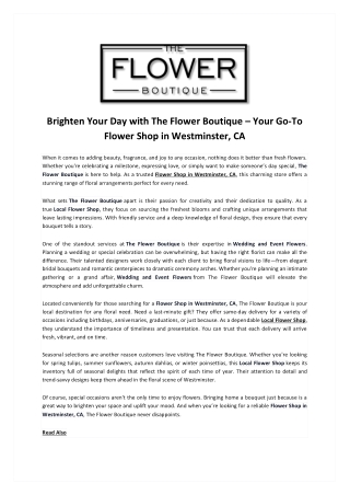 Brighten Your Day with The Flower Boutique