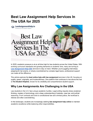 Best Law Assignment Help Services In The USA for 2025