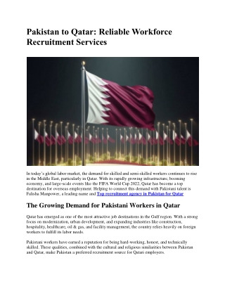 "Work in Qatar – Hire Through Pakistan’s Best Recruitment Agency"