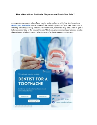 How a Dentist for a Toothache Diagnoses and Treats Your Pain ?