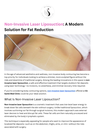 Non-Invasive Laser Liposuction | A Modern Solution for Fat Reduction