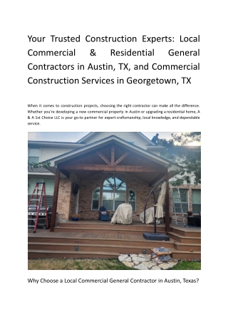 General Contractors in Austin, TX, and Commercial Construction  Georgetown