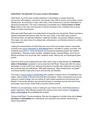 Ambli Road_ The Epicenter of Luxury Living in Ahmedabad