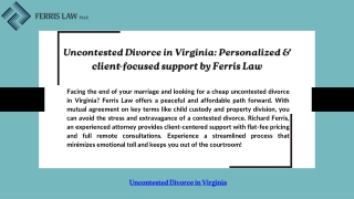 Uncontested Divorce in Virginia: Personalized & client-focused support by Ferris