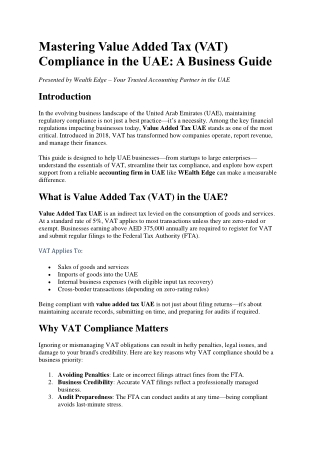 Value Added Tax (VAT) in the UAE