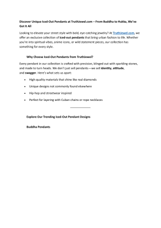 Discover Unique Iced-Out Pendants at TruthJewel.com