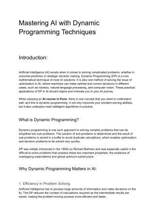 Mastering AI with Dynamic Programming Techniques