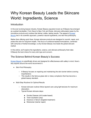 Why Korean Beauty Leads the Skincare World Ingredients, Science