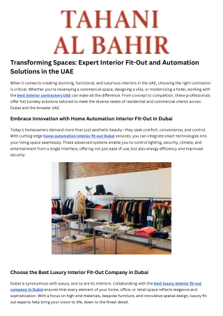 Best Luxury Interior Fit-Out Company in Dubai