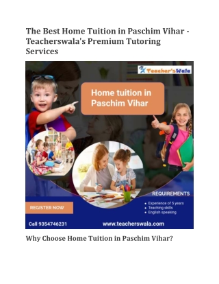 Home Tuition in Paschim Vihar | Private tutor  in Paschim Vihar
