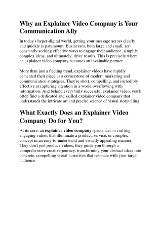 Why an Explainer Video Company is Your Communication Ally