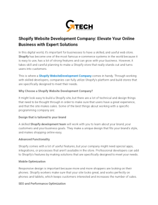Shopify Website Development Company_ Elevate Your Online Business with Expert Solutions