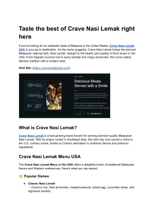 Taste the best of Crave Nasi Lemak right here