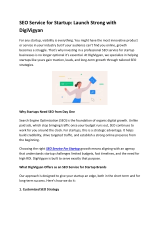 SEO Service for Startup