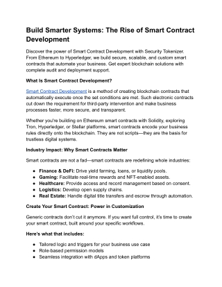 Build Smarter Systems The Rise of Smart Contract Development