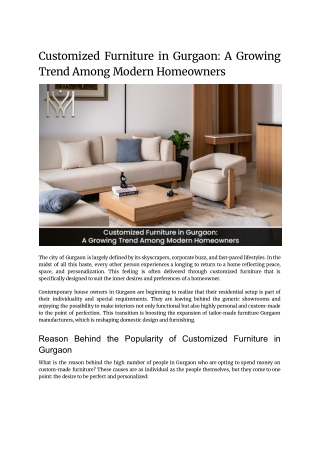 Customized Furniture in Gurgaon_ A Growing Trend Among Modern Homeowners