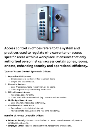 Choose Cismycro Business Solutions for Office Access Control