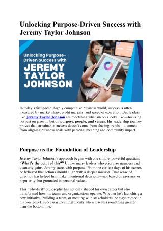 Jeremy Taylor Johnson’s Blueprint for Human-Centered Business Growth