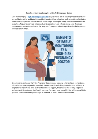 Benefits of Early Monitoring by a High-Risk Pregnancy Doctor