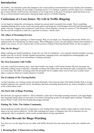 Confessions of a Lazy-bones: My Life in Netflix Bingeing