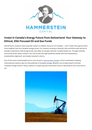 Energy Investment Fund with ESG Focus