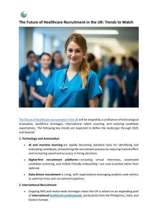 The Future of Healthcare Recruitment in the UK -Trends to Watch