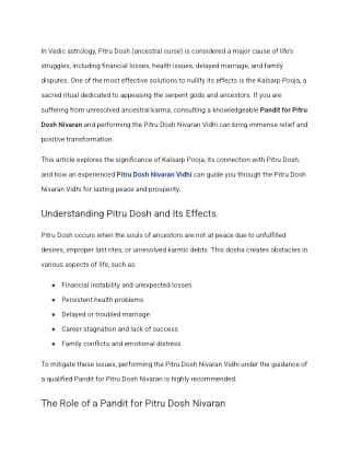 A Powerful Remedy for Pitru dosh Nivaran Seek Guidance From An Expert Pandit For Pitru dosh Nivaran