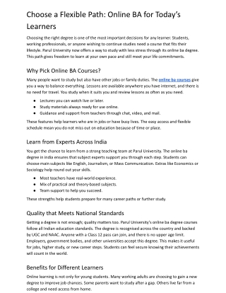 Choose a Flexible Path Online BA for Today’s Learners