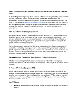 safety equipment supplies brisbane