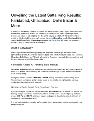 Unveiling the Latest Satta King Results_ Faridabad, Ghaziabad, Delhi Bazar & More