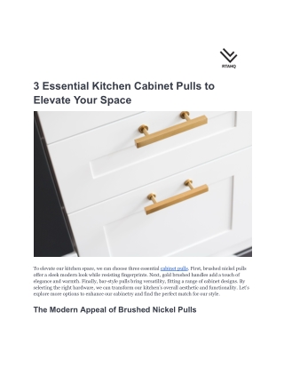 3 Essential Kitchen Cabinet Pulls to Elevate Your Space