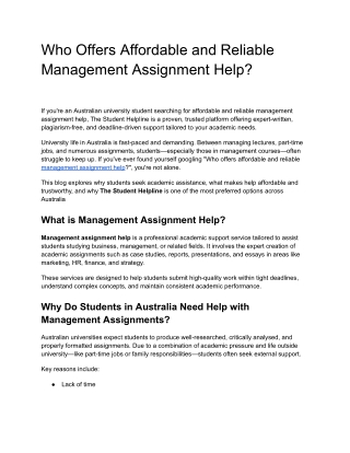 Who Offers Affordable and Reliable Management Assignment Help