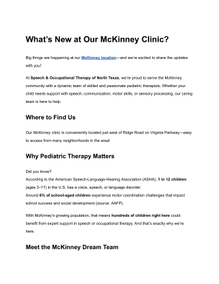 What’s New at Our McKinney Clinic