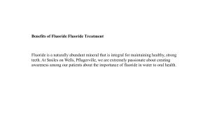 Benefits of Fluoride Fluoride Treatment