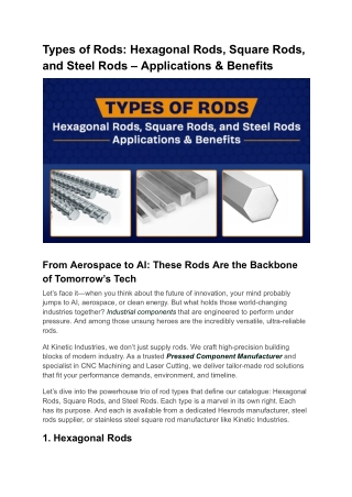 Types of Rods Hexagonal Rods, Square Rods, and Steel Rods – Applications & Benefits