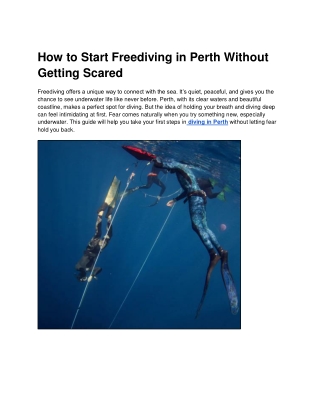 How to Start Freediving in Perth Without Getting Scared