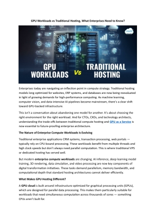 GPU Workloads vs Traditional Hosting