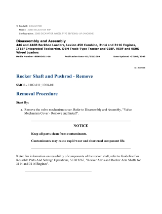 Caterpillar Cat 206B WHEEL TYPE EXCAVATOR (Prefix 9BF) Service Repair Manual Instant Download