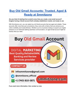 Buy Old Gmail Accounts_ Trusted, Aged & Ready at Smmitzone