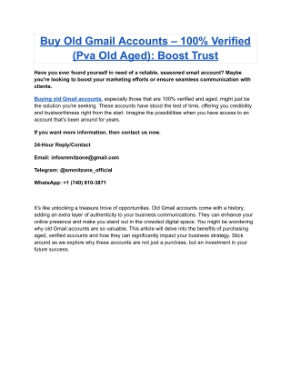 Buy Old Gmail Accounts – 100% Verified (Pva Old Aged)_ Boost Trust