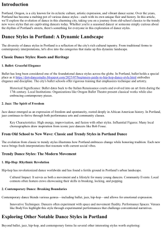 From Old School to New Wave: Classic and Trendy Styles in Portland Dance