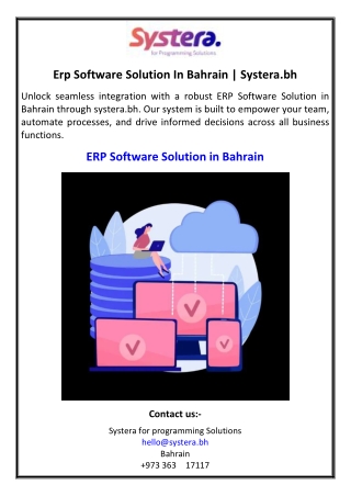 Erp Software Solution In Bahrain | Systera.bh