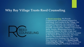 Why Bay Village Trusts Reed Counseling
